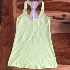 Lululemon long tank. Bright yellow with white dots